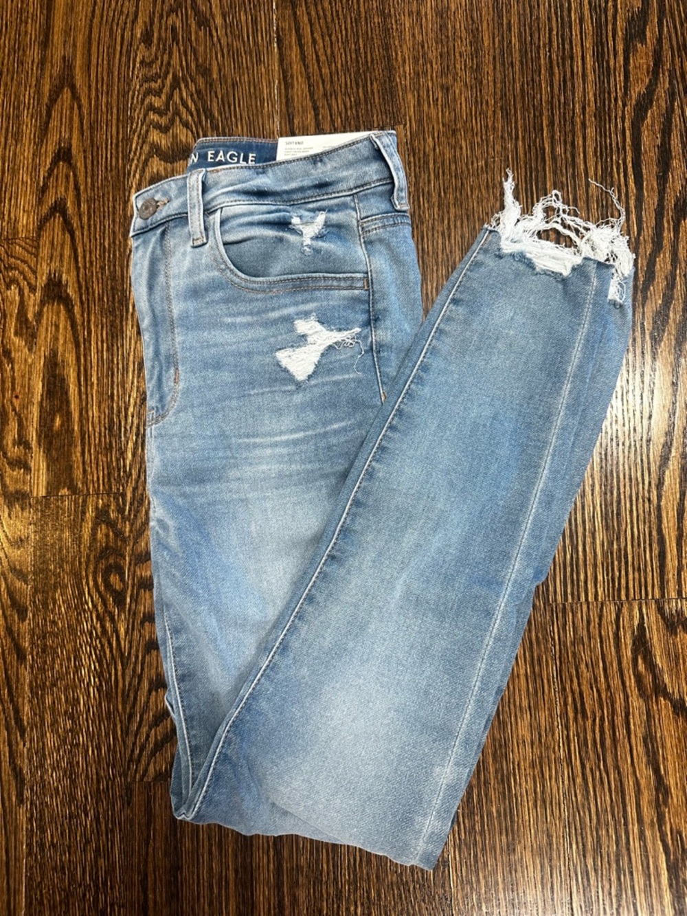 American Eagle Outfitters Light Blue Distressed Skinny Jeans